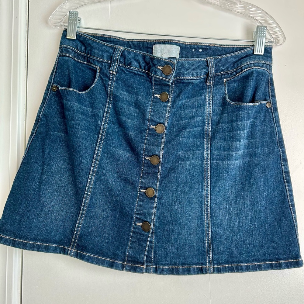 Jolt Skirt Women’s Size Small Blue Denim Button Front Mini A-Line Skirt